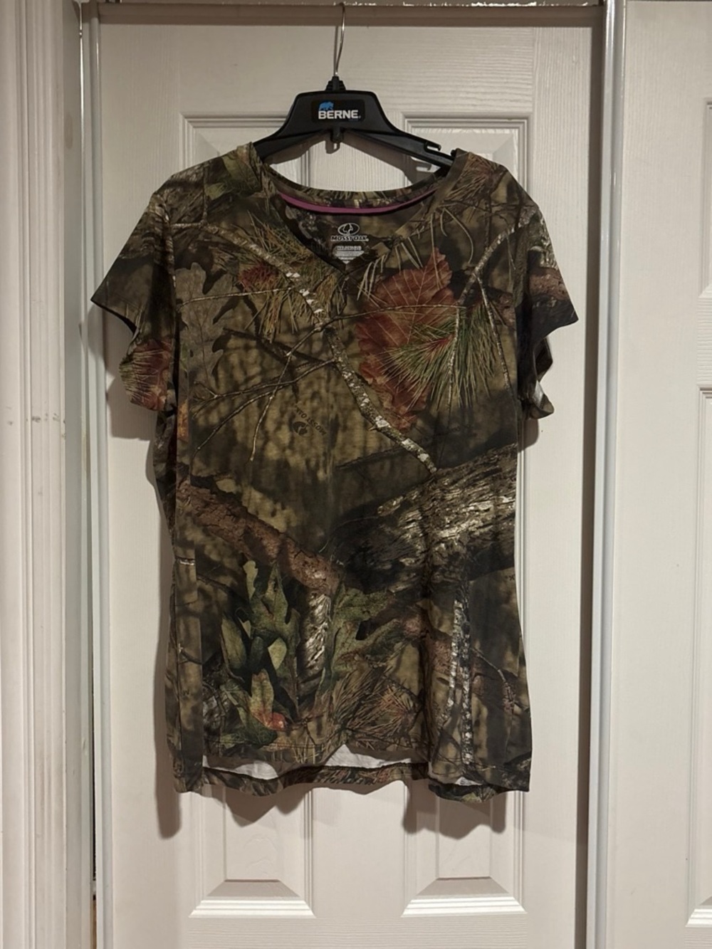 Mossy Oak Women's Short Sleeve Realtree Camo Tee in Olive and Brown
